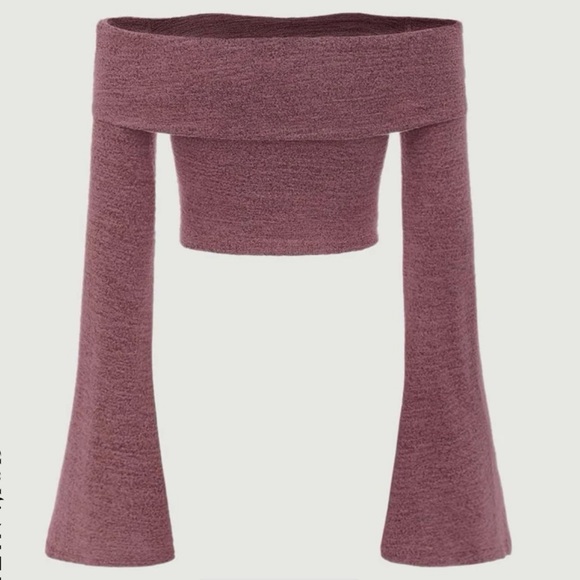 off shoulder slouchy cropped sweater - Picture 2 of 3